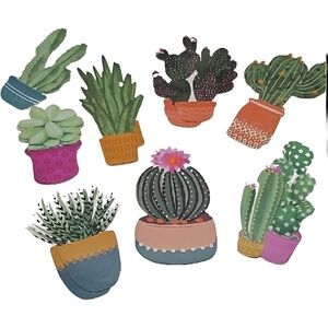 Lot 24 Pieces Stickers Cactus Die Cut Assorted 3 Each of 8 Designs